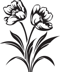 Icy Bloom Detail Emblematic Black Logo Chill kissed Flower Sketch Vector Iconic Design