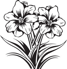 Frozen Bloom Silhouette Monochrome Vector Whimsical Winter Blossom Iconic Emblem