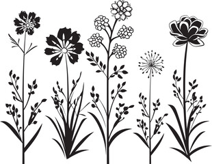Snowy Floral Design Black Emblematic Detail Arctic Petal Sketch Stylish Vector Mark