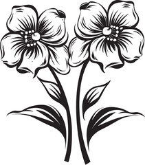 Icy Winter Blossom Emblematic Iconic Mark Chill kissed Petal Sketch Vector Monochrome Icon