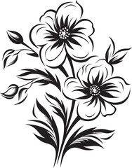 Wintry Floral Artistry Iconic Vector Mark Snowflake Petal Sketch Elegant Black Emblem
