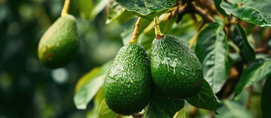 Fresh avocado harvested from an avocado tree.