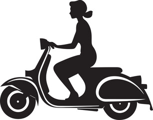 Retro Scooterista Vibe Stylish Black Mark Chic Scooterista Charm Vector Monochrome Detail