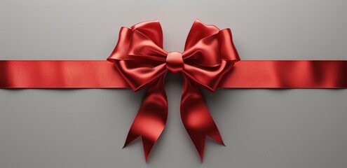 a red ribbon with a bow on top