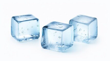 Obraz premium Melting Ice Cubes on White Background. Fresh, Water, Cool, Cold, Drink 