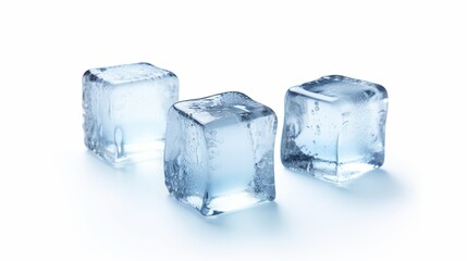 Melting Ice Cubes on White Background. Fresh, Water, Cool, Cold, Drink
