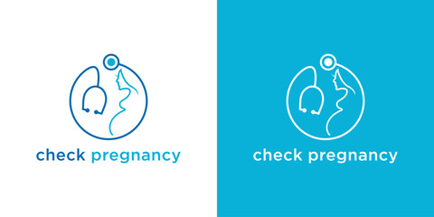pregnant mother logo design. design elements of pregnant woman and stethoscope in logo