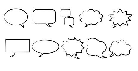 Fototapeta premium Set of Speech Bubbles. Line Bubble Text.