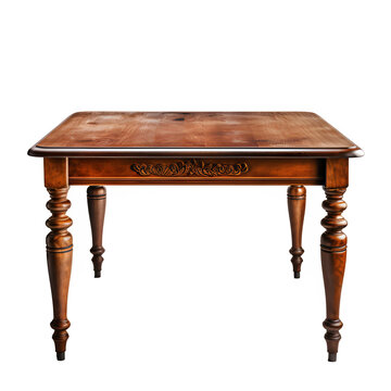 antique wooden table isolated on transparent background ,generative ai