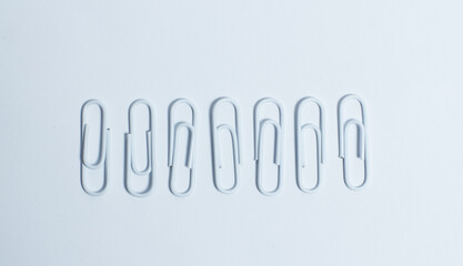 Stationery hairpin, paper clips on a white background