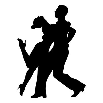 Ballroom dancing.Couple dancers silhouette.Vector illustration isolated.