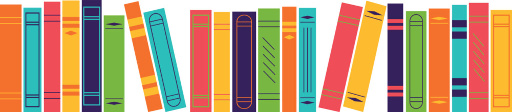 Books of different colors on a transparent background. Vectior, EPS 10.	