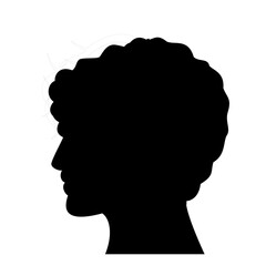 black silhouette of a person with curly hair
