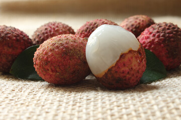 Tasty fresh Lychee fruit, exotic food.