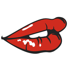 illustration of female mouth lips with red lipstick on it