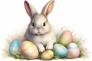 Fototapeta na wymiar PNG image of a cute bunny associated with Easter. Generative AI