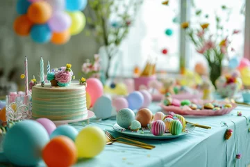 Foto op Plexiglas birthday party decoration on the table © olegganko