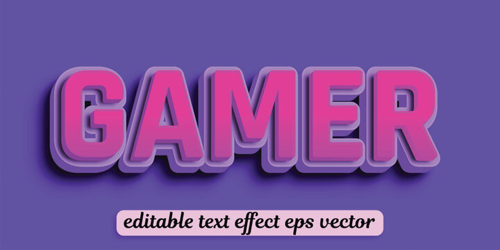 Gamer pink color Editable 3d Text effect eps vactor