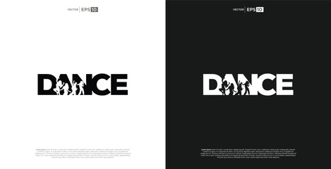 dancing modern logo  text lettering typography. dance logo - obrazy, fototapety, plakaty