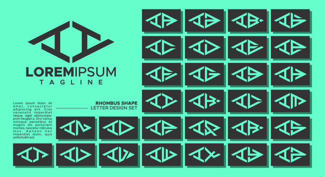 Bundle of geometric line rhombus letter I II logo design