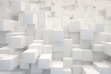 Abstract background made of white cubes. 3d render, 3d illustration. Generative AI