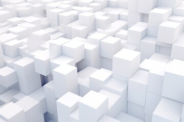 Abstract white cubes background, 3d render illustration. Computer digital drawing. Generative AI