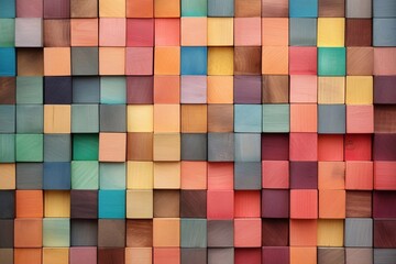 Colorful wooden cubes background. Abstract background of multicolored wooden cubes. Generative AI