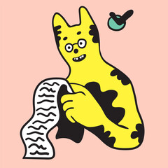 cat in vector.business icon in doodle style. illustration of human cat. Template for logo sticker poster icon app website. A series of furry cats in business and life.