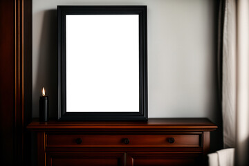 Close up photo of blank vertical frame mockup