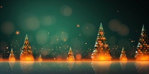 Creative futuristic cyberpunk composition made of Christmas trees with orange and blue neon lights on pastel background. New Year party concept
