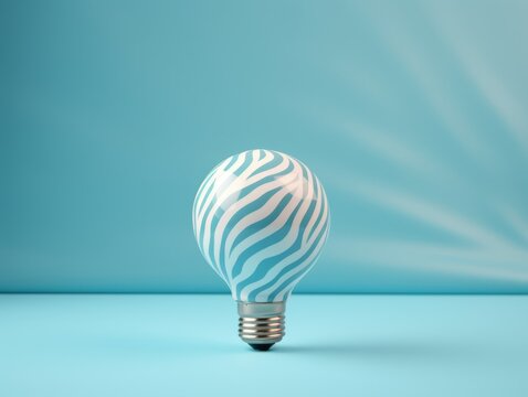 Christmas bulb decoration in zebra print against pastel blue background. New year creative concept