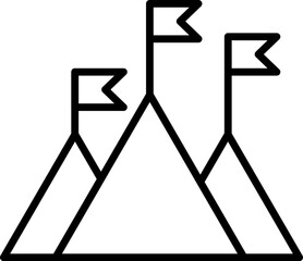 Flag on Mountain Vector Line Sign. Suitable for books, stores, shops. Editable stroke in minimalistic outline style. Symbol for design