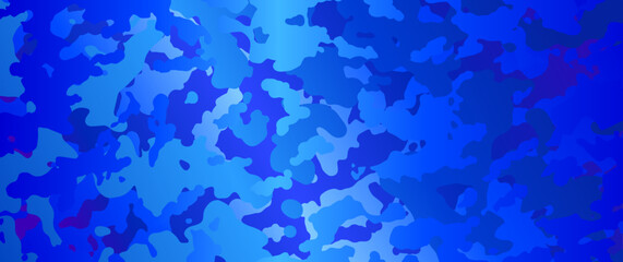 Blue camouflage vector texture for design. Blue military background for cover design, cards, flyer, poster, banner and print. Luxury backdrop for textile. Armada. Navy illustration. Marines.
