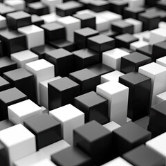 Fototapeta premium Monochrome Mosaic: Exploring the Pixelated Symphony. Generative AI