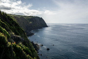 view of the cliffs of Sao Miguel in Azores
