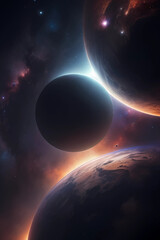 Naklejka premium Beautiful deep space background. Dark planet wallpaper