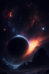 Beautiful deep space background. Dark planet wallpaper