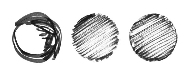 black marker circles, set of Isolated hand drawn doodle elements in png for highlighting text and images, for create a retro vintage style 
