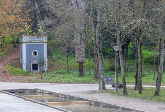 Parque of Quinta das Conchas e Lilases and its green spaces in autumn, Lisbon, Portugal, Landscape concept