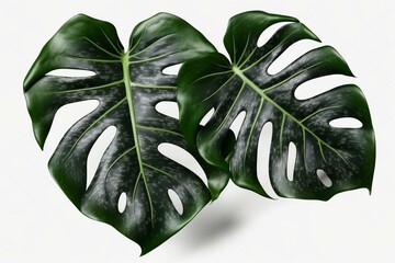 Monstera leaves leaves with Isolate Leaves on transparent background PNG file. Generative AI