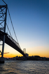 sunset over the bridge  Hercílio light of Florianopolis Santa Catarina Brazil Florianópolis