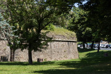 View of the Pontecorvo Bastion walls, part of the sixteenth-century city walls of Padua, Veneto,...