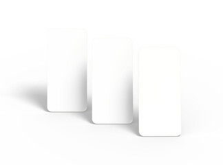 Blank separated mobile phone screens for ui ux app presentation on transparent background.