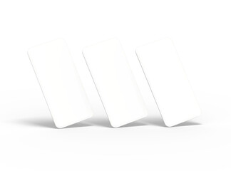 Blank separated mobile phone screens for ui ux app presentation on transparent background.