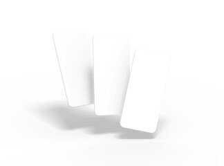 Blank separated mobile phone screens for ui ux app presentation on transparent background.