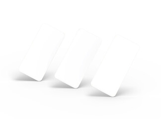 Blank separated mobile phone screens for ui ux app presentation on transparent background.