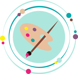Paintbrush and palette graphic icon with transparent background