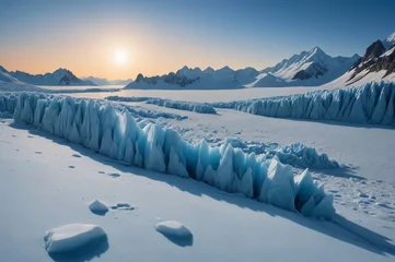 Zelfklevend Fotobehang Ice caps and glaciers under the arctic sun © Perfect-AI