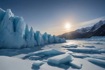 Foto op Plexiglas Sunlight on the frozen landscape of glaciers © Perfect-AI