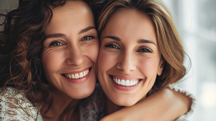 Beautiful smiling woman of different ages side by side